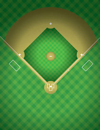 An arial view of a baseball field illustration. のイラスト素材
