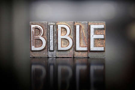 The word BIBLE written in vintage letterpress lead type