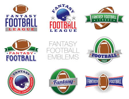 Illustration of Fantasy Football emblem and badges. Vector EPS 10 available. EPS contains transparencies.のイラスト素材