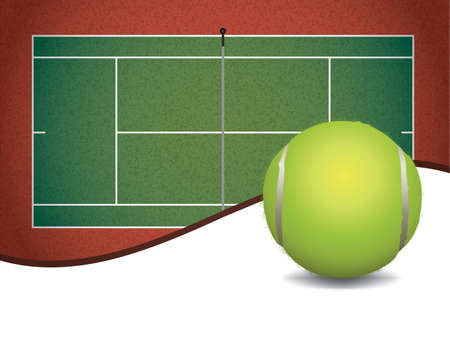 A tennis court and ball with room for copy space illustrationのイラスト素材