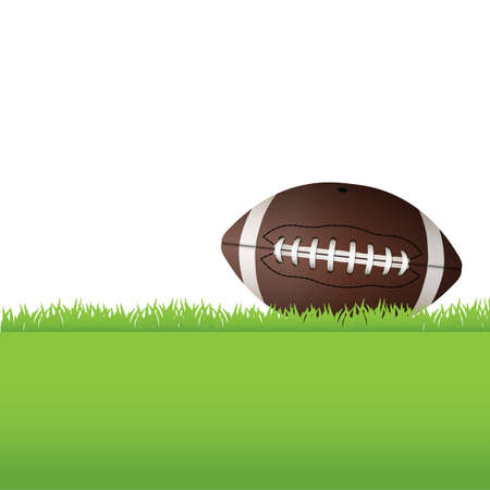 An illustration of an American Football laying on green grass. のイラスト素材