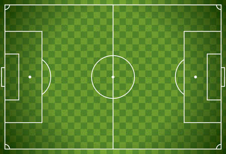 A realistic textured checkered grass football - soccer field. Vector EPS 10 available. EPS file contains transparencies.のイラスト素材
