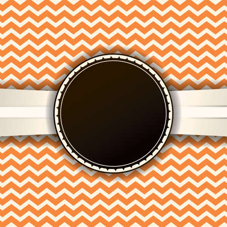 A retro orange chevron background with a vintage label and ribbon. Room for copy. Vector EPS 10 available.のイラスト素材