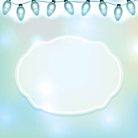 A string of blue lights with an emblem for copy.  のイラスト素材