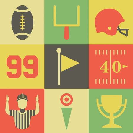 A flat set of vintage American football icons and graphics. Vector  available.のイラスト素材