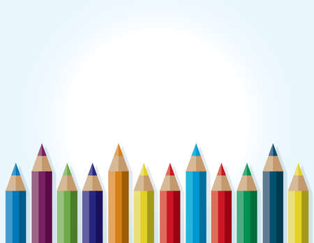 A background bordered on the bottom by colored pencils. Vector EPS 10 available. Room for copy.のイラスト素材