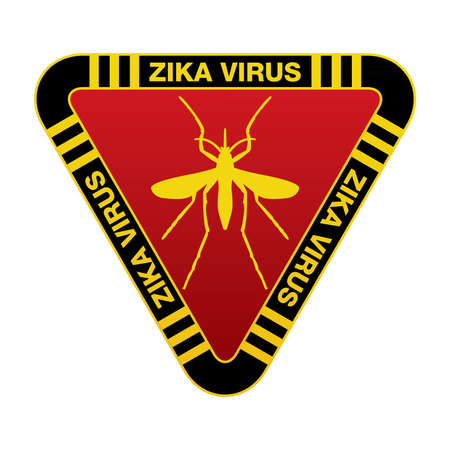 A red yellow and black sign warning against mosquitoes and the Zika Virus. Vector EPS 10 available.のイラスト素材