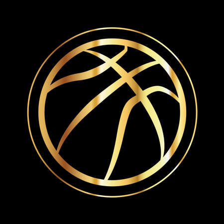 A gold colored basketball icon on black background. Vector EPS 10 available.のイラスト素材