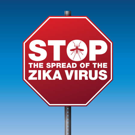 A red stop sign warning against the spread of the Zika Virus. Vector EPS 10 available.のイラスト素材