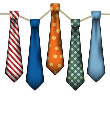 A set of men's neck ties on a white background.のイラスト素材