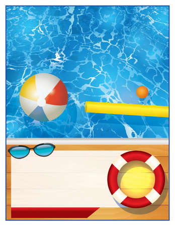 A blank swimming pool background with room for copy for a party invitation or special event. Vector EPS 10 available.のイラスト素材