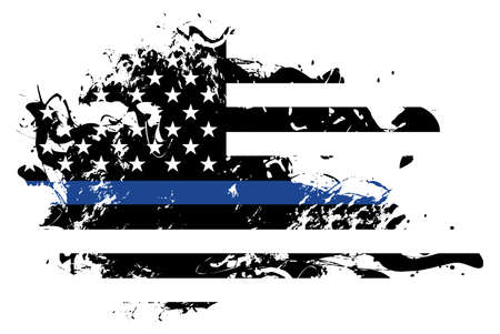 An abstract grunge style American flag police and law enforcement support theme.のイラスト素材