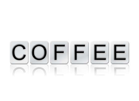 The word "Coffee" written in tile letters isolated on a white background.の写真素材