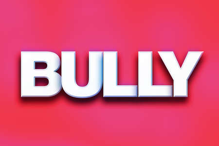 The word "Bully" written in white 3D letters on a colorful background concept and theme.の写真素材