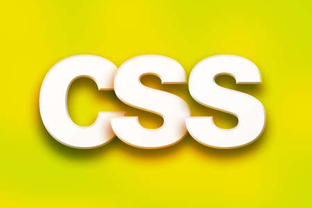 The word "CSS" written in white 3D letters on a colorful background concept and theme.の写真素材
