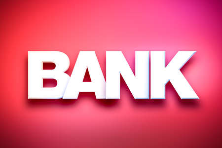 The word Bank concept written in white type on a colorful background.の写真素材