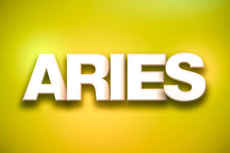 The word Aries concept written in white type on a colorful background.