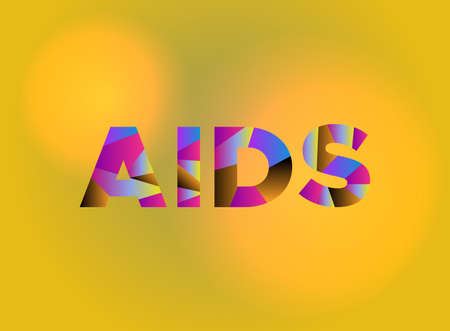 The word AIDS written in colorful fragmented word art on a vibrant background. Vector EPS 10 available.のイラスト素材