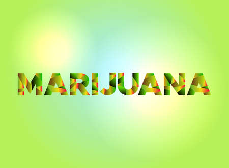 The word MARIJUANA written in colorful fragmented word art.のイラスト素材