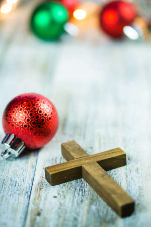 A holy Christian cross and Christmas holiday theme background.の写真素材