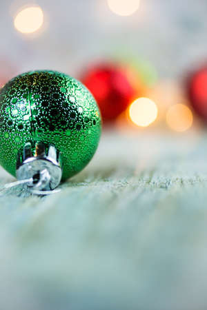 A Christmas holiday lights and ornaments background.の写真素材