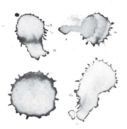 A set of black ink and paint drips and splatters illustration. Vector EPS 10 available.のイラスト素材