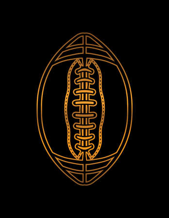A gold color American football icon on a black background illustration.のイラスト素材
