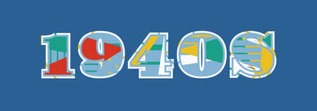 The word 1940s concept written in colorful abstract typography. Vector EPS 10 available.のイラスト素材