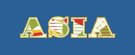 The word ASIA concept written in colorful abstract typography. Vector EPS 10 available.のイラスト素材