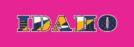 The word IDAHO concept written in colorful abstract typography. Vector EPS 10 available.のイラスト素材