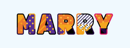 The word MARRY concept written in colorful abstract typography.のイラスト素材