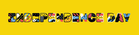 The words INDEPENDENCE DAY concept written in colorful abstract typography.のイラスト素材