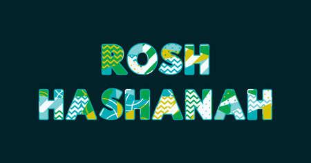 The word ROSH HASHANAH concept written in colorful abstract typography. Vector EPS 10 available.のイラスト素材