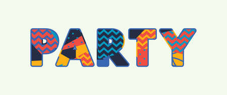 The word PARTY concept written in colorful abstract typography. Vector EPS 10 available.のイラスト素材
