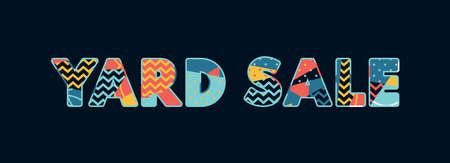 The words YARD SALE concept written in colorful abstract typography. Vector EPS 10 available.のイラスト素材