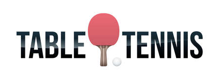 The word TABLE TENNIS and paddle and ball concept illustration. Vector EPS 10 available.のイラスト素材