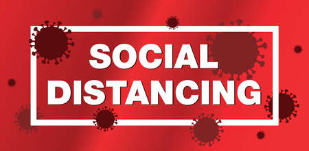 A coronavirus covid-19 social distancing illustration.のイラスト素材