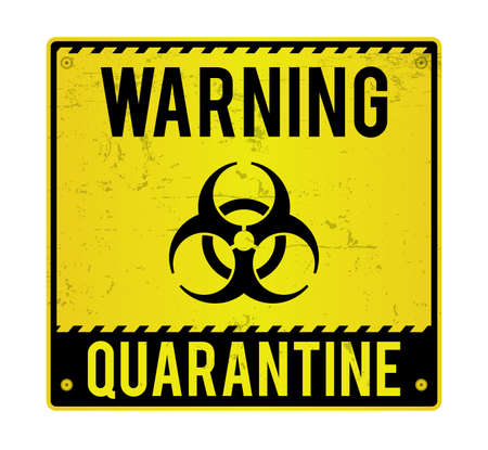A yellow road sign for quarantine warning for biohazard materials illustration.のイラスト素材