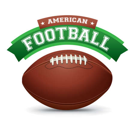 An illustration of an American football and banner isolated on a white background.のイラスト素材