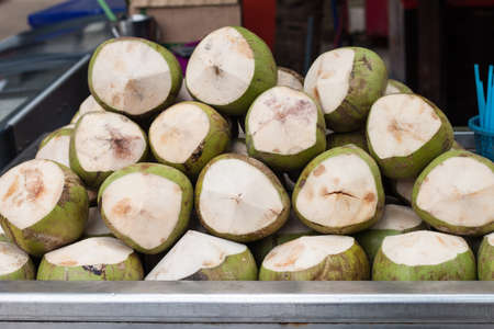 Coconut, Tropical fruits are sold in Marketの写真素材