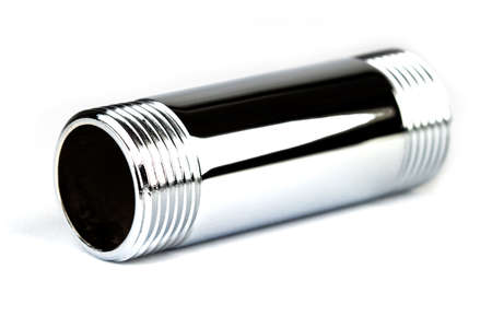 Chrome tube with a screw top and bottom.