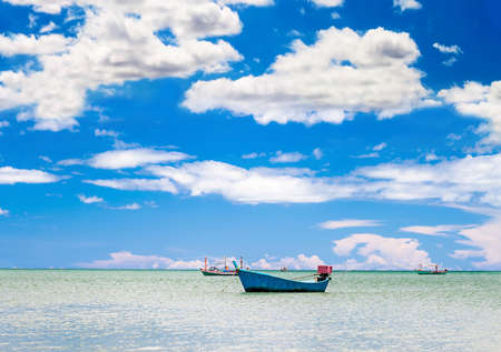 fishing boat lies in the gulf of Thailandの写真素材
