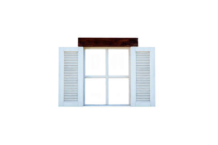blank window frame isolated on white backgroundの写真素材