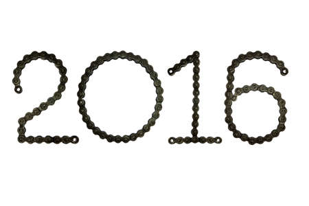2016 of chain on a white backgroundの写真素材