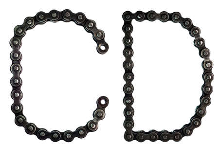 chain of font, C and D isolated on white backgroundの写真素材