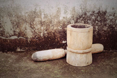 wood mortar on old brick wall , concrete vintage wallの写真素材