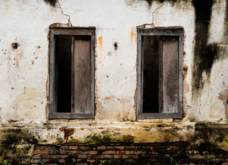 old window of brick buildingの写真素材