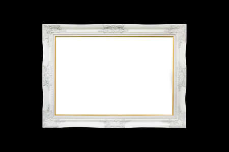 white photo frame isolated on black backgroundの写真素材
