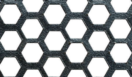 Background of metal with holes isolated on white background with clipping path