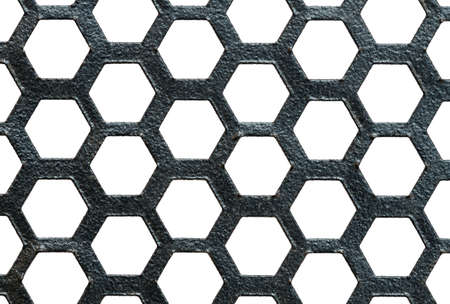 Background of metal with holes isolated on white background with clipping path